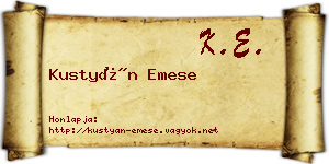 Kustyán Emese névjegykártya